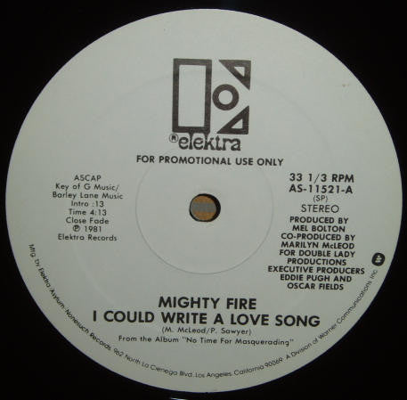 Master Release: I Could Write A Love Song by Mighty Fire
