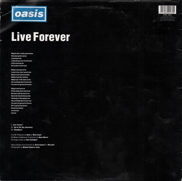 Release: Live Forever-Vinyl-UK-1994-CRE 185T-1021400