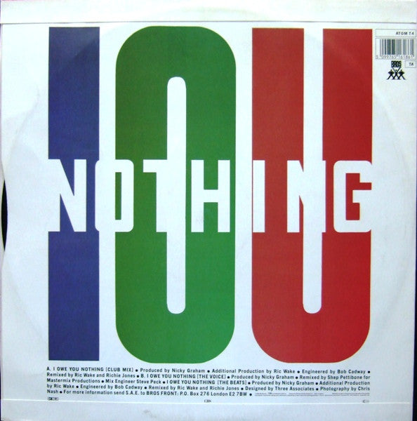 Release: I Owe You Nothing-Vinyl-UK-1988-ATOM T4-1343854