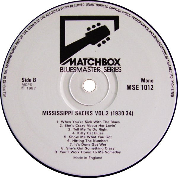 Mississippi Sheiks Volume 2 1930-1934: Mostly New To LP