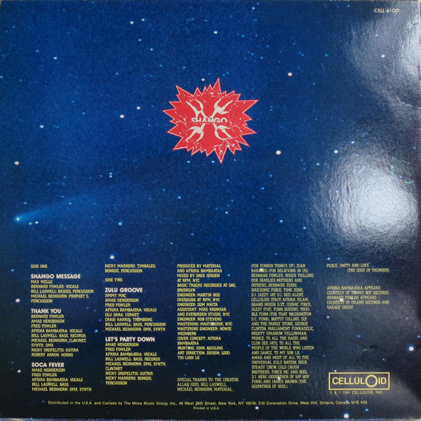 Release: Shango Funk Theology-Vinyl-USA & Canada-1984-CELL 6100-51980