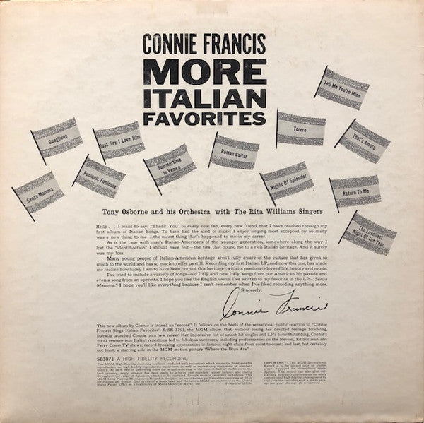 Master Release: More Italian Favorites by Connie Francis