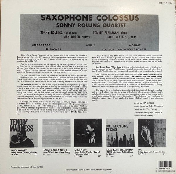 Release: Saxophone Colossus-Vinyl-US-1987-P-7079, OJC-291-27171384