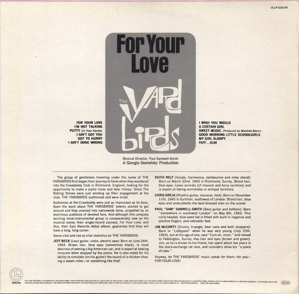 Release: For Your Love-Vinyl-Germany-1982-OLLP 5232 AS, OLLP 5232-10046792