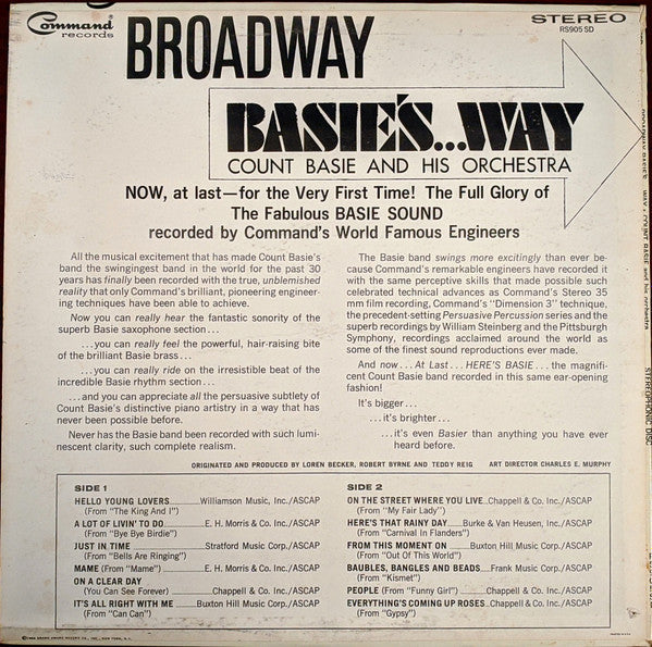 Release: Broadway Basie's...Way-Vinyl-US-1972-RS 905-S.D., RS 905SD, RS905 SD, RS 905-S.D., RS905SD-22101604