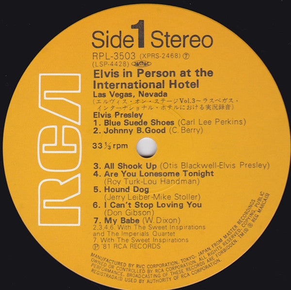 Elvis In Person At The International Hotel Las Vegas, Nevada