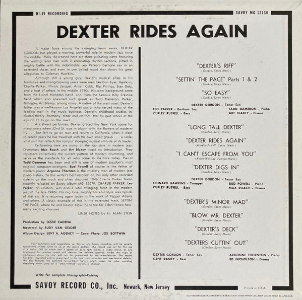 Release: Dexter Rides Again-Vinyl-Japan-1993-COJY-9054-12003212
