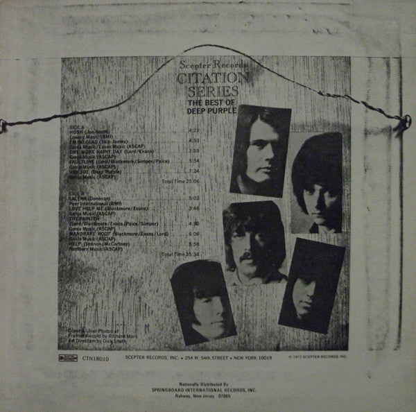Release: The Best Of Deep Purple-Vinyl-US-1974-CTN 18010-29627536