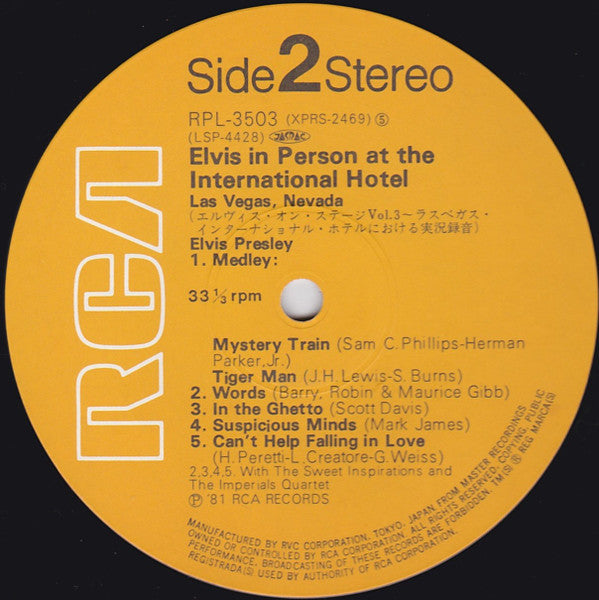 Elvis In Person At The International Hotel Las Vegas, Nevada