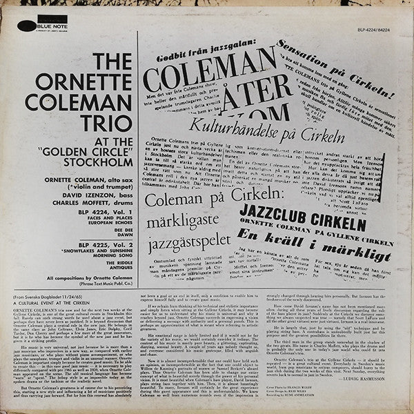 Release: At The "Golden Circle" Stockholm (Volume One)-Vinyl-US-1966-BLP-4224, BST 84224, BNST 84224-12408229