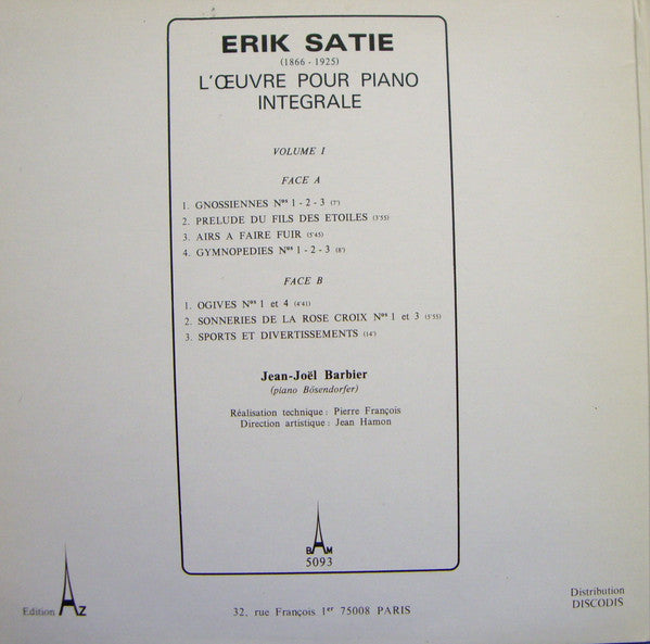 Release: Erik Satie-Vinyl-France-None-BAM 5093, LD 5093-14503919