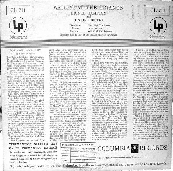Release: Wailin' At The Trianon-Vinyl-US-1955-CL 711-12426912