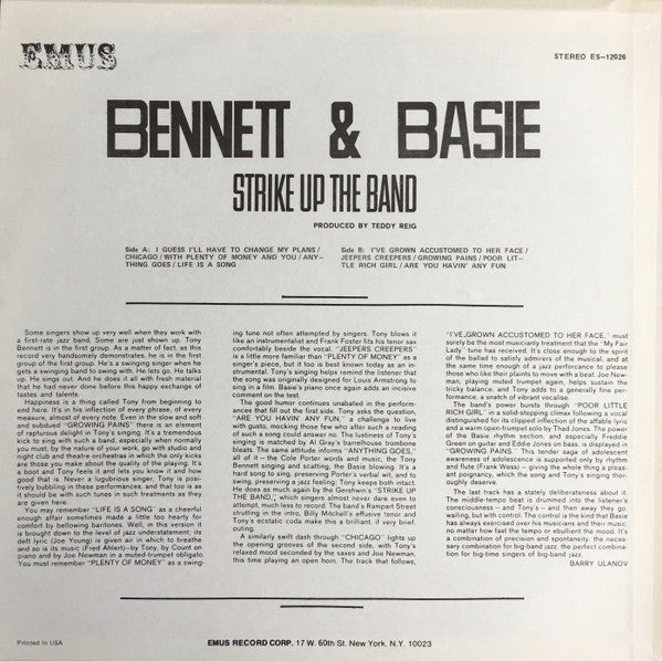 Release: Count Basie Swings / Tony Bennett Sings-Vinyl-US-None-ES-12026-14961593