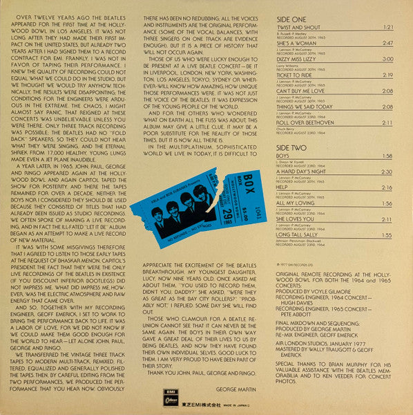 The Beatles At The Hollywood Bowl = ザ・ビートルズ・スーパー・ライヴ!（アット・ハリウッド・ボウル）