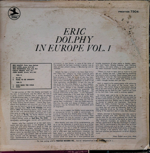 Release: In Europe, Vol. 1-Vinyl-US-None-PR 7304, PRST 7304-16040366