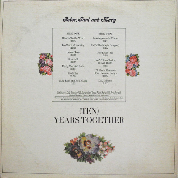 Release: (Ten) Years Together (The Best Of Peter, Paul And Mary)-Vinyl-US-1970-BS 2552-11546673