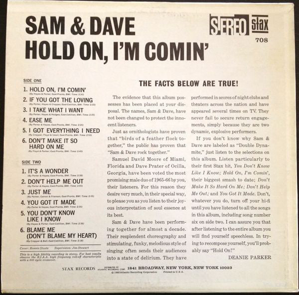Release: Hold On, I'm Comin'-Vinyl-US-1966-708, SD-708-12716121