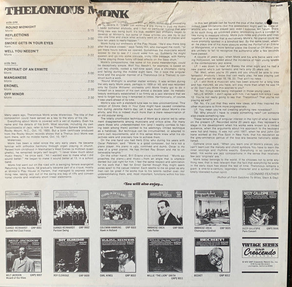 Release: Piano Solo-Vinyl-US-1972-GNP 9008-17540050