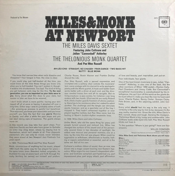 Release: Miles & Monk At Newport-Vinyl-US-1977-PC 8978, 8978-17112765