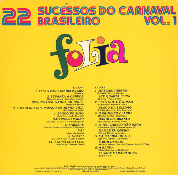 Folia - Vol. 1 (22 Sucessos Do Carnaval Brasileiro)
