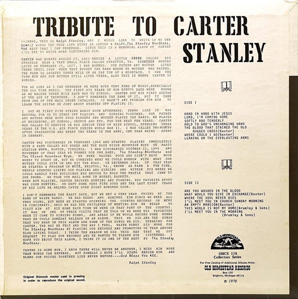 Master Release: An Empty Mansion - In Memory Of Carter Stanley by The Stanley Brothers