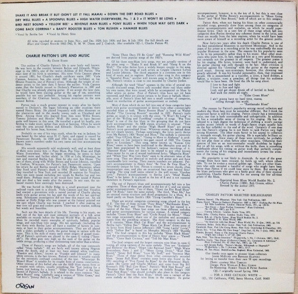 Release: The Immortal Charlie Patton Number 2-Vinyl-US-None-OJL-7-10751776