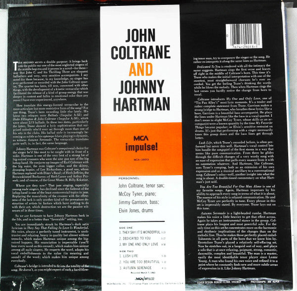 Release: John Coltrane And Johnny Hartman-Vinyl-US-1980-MCA-29013, MCA-29013-24736976