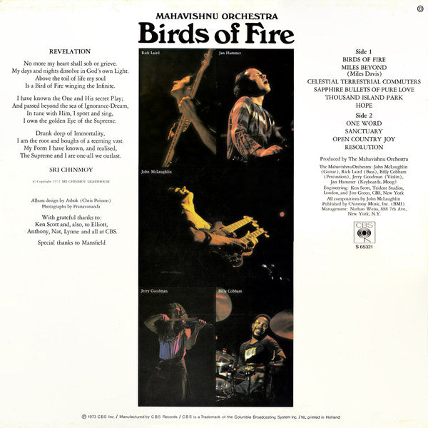 Release: Birds Of Fire-Vinyl-Europe-1973-CBS S 65321, S 65321-15511079
