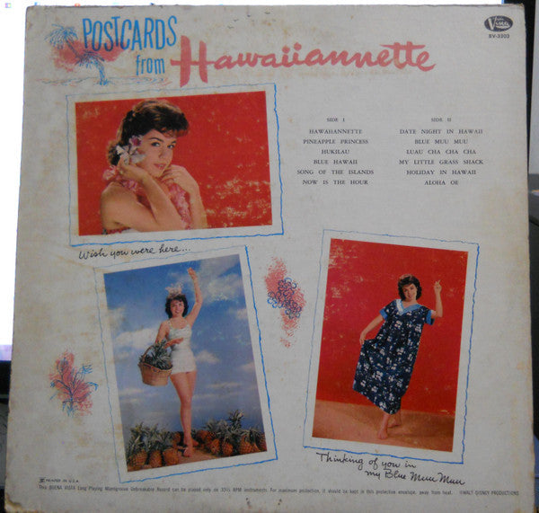 Release: Hawaiiannette - Annette Sings Songs Of Hawaii-Vinyl-US-1960-BV-3303-15559265