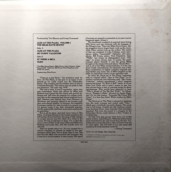 Master Release: Jazz At The Plaza Vol. 1 by The Miles Davis Sextet