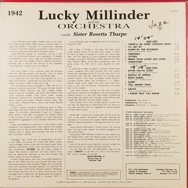 Release: The Uncollected Lucky Millinder, 1942-Vinyl-US-1986-HSR-233-5250910