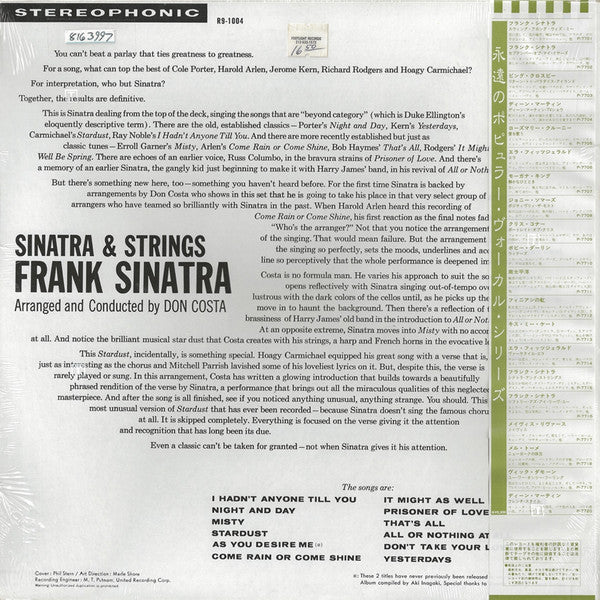 Release: Sinatra & Strings-Vinyl-Japan-1984-P-7715-7314813