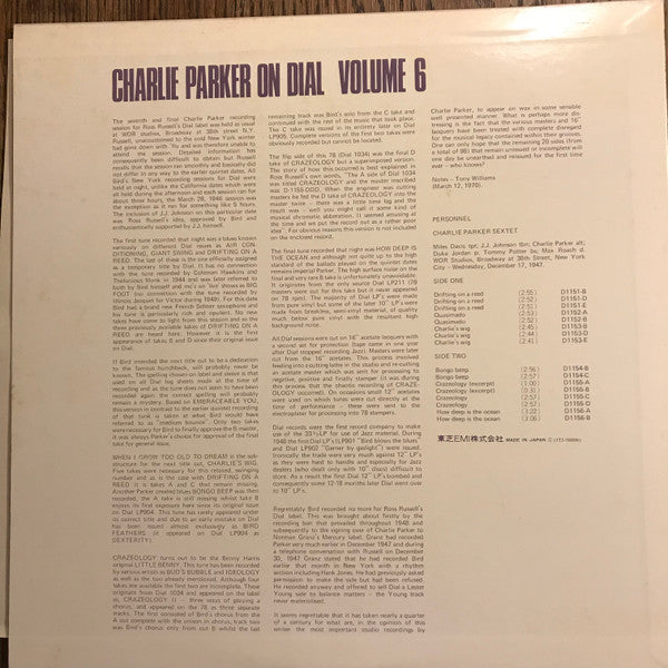 Charlie Parker On Dial (Volume 6) = チャーリー・パーカー・オン・ダイアル Vol.6