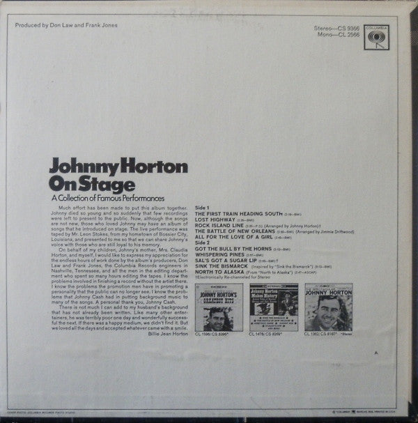 Johnny Horton On Stage
