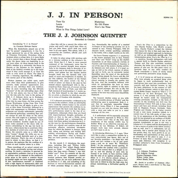 Release: J. J. In Person!-Vinyl-Japan-None-SOPM 176-7320129