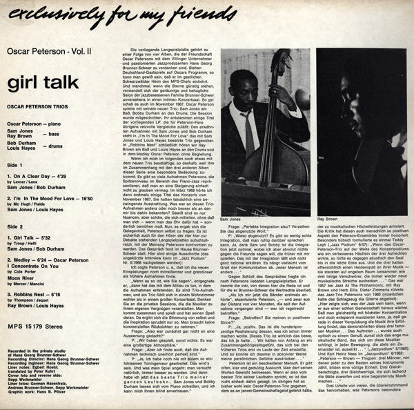 Release: Girl Talk-Vinyl-Germany-1968-MPS 15 179 ST-2088901