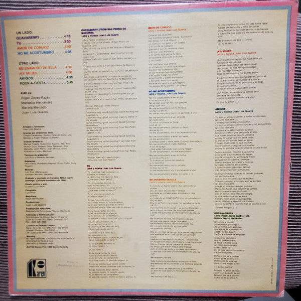 Release: Mientras Mas Lo Pienso.......Tu-Vinyl-Dominican Republic-1987-KLP 105-3812986
