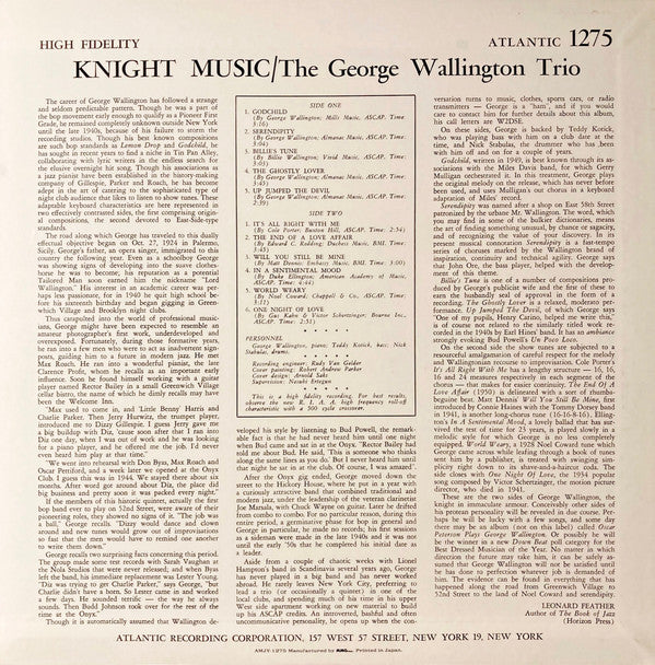 Knight Music: George Wallington Plays 5 Originals And 6 Standards