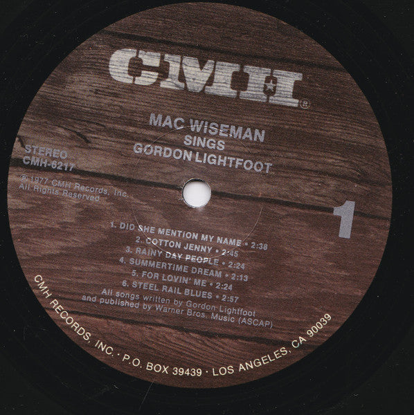 Mac Wiseman Sings Gordon Lightfoot