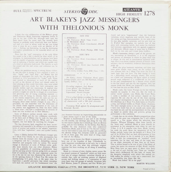 Art Blakey's Jazz Messengers With Thelonious Monk
