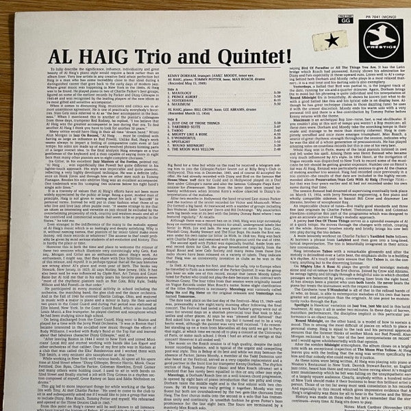 Master Release: Trio And Quintet! by Al Haig