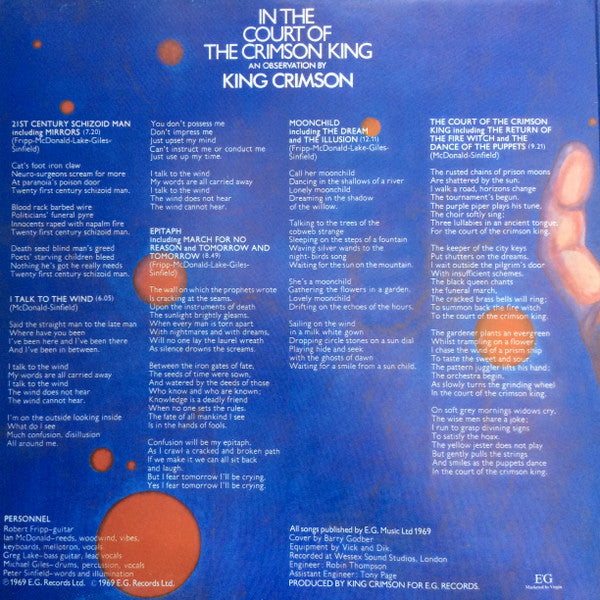 Release: In The Court Of The Crimson King (An Observation By King Crimson)-Vinyl-UK-1989-EGLP1-2117268