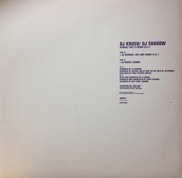 Release: Lost And Found (S.F.L.) / Kemuri-Vinyl-UK-1996-MW024, 581 613-1-1093790