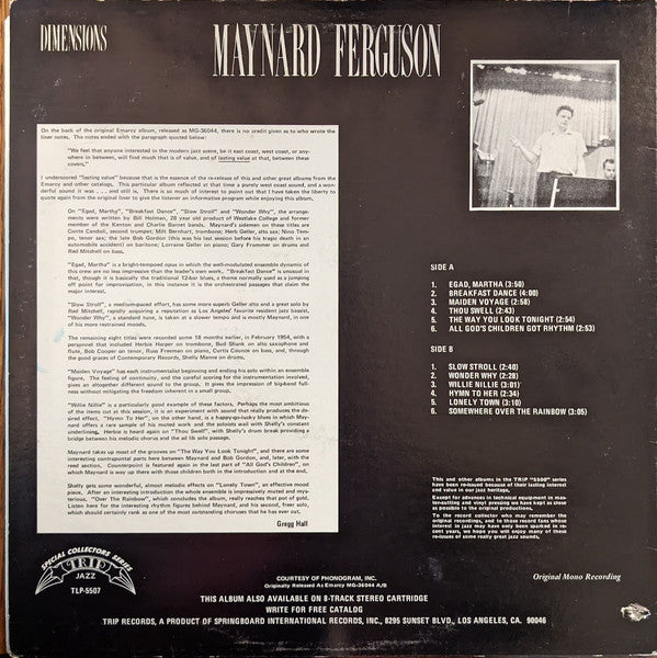 Master Release: Dimensions by Maynard Ferguson