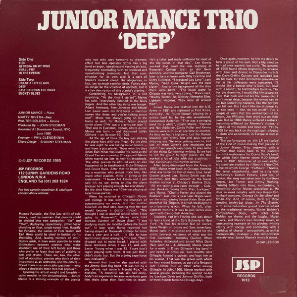 Master Release: Deep by Junior Mance Trio
