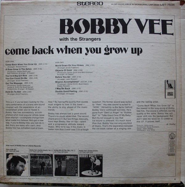 Master Release: Come Back When You Grow Up by Bobby Vee