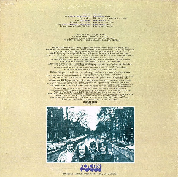 Release: Focus Plays Focus-Vinyl-US-1973-SAS 7404, SAS-7404-6036500