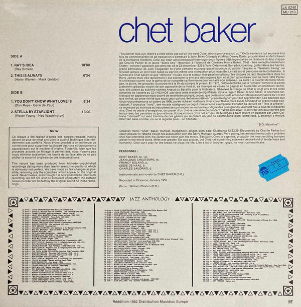Master Release: Live In Europe 1956 by Chet Baker