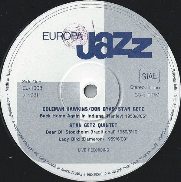 Coleman Hawkins Stan Getz Don Byas ‎
