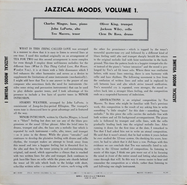 Release: The Jazz Experiments Of Charlie Mingus-Vinyl-Japan-1972-HR-115-EV-4120641